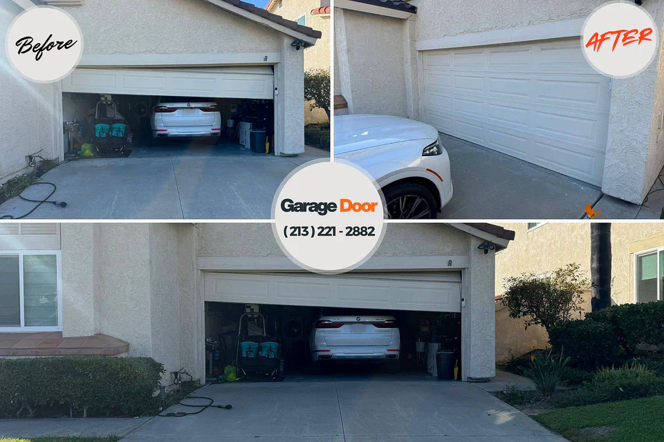 Before and after: garage door installation Coopertown, TN